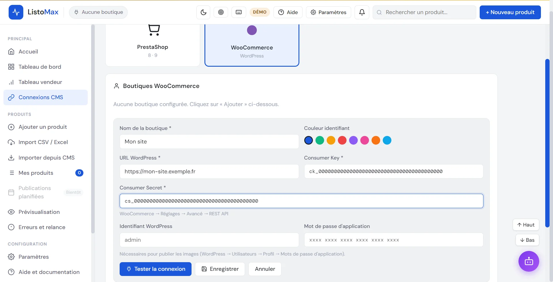 Formulaire d’ajout d’une boutique WooCommerce