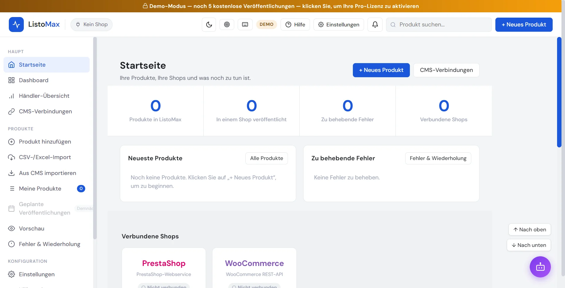 Startseite von ListoMax