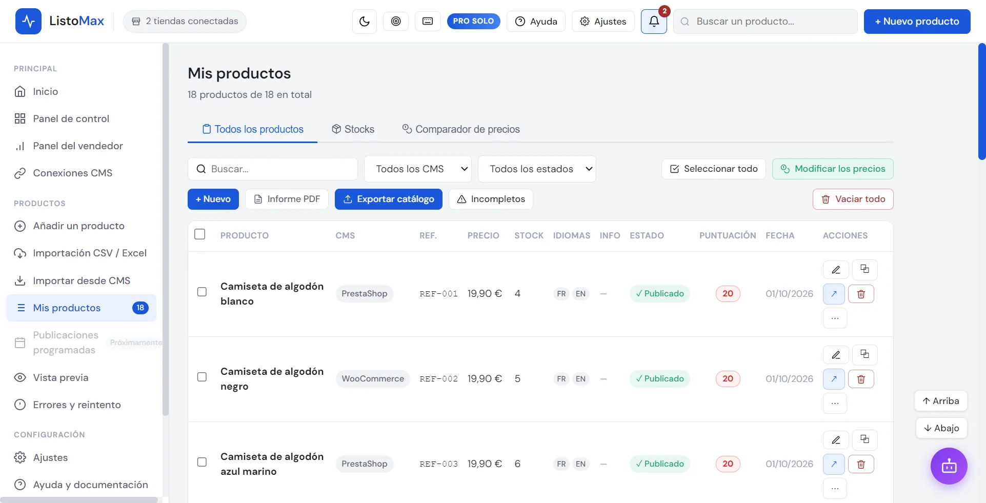 Lista Mis productos